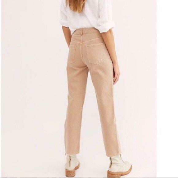 NWOT Free People Dakota Straight Leg Jeans Tan - Picture 3 of 9